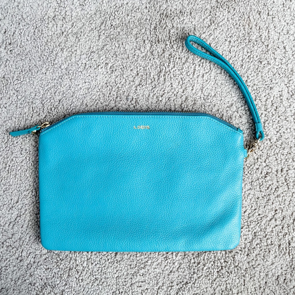 LODIS turquoise clutch wristlet, excellent condition, genuine leather